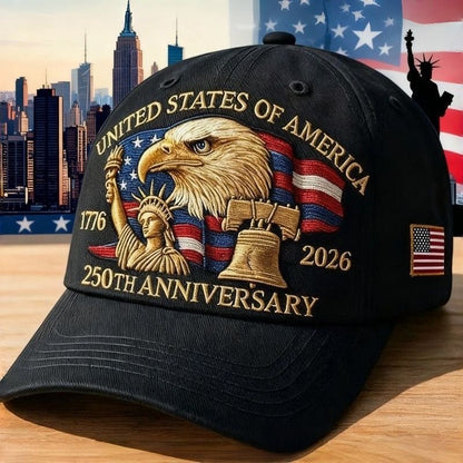 American Eagle 3D Embroidery Baseball Cap, 2026 Anniversary Flag Patch Outdoor Sun Visor Hat