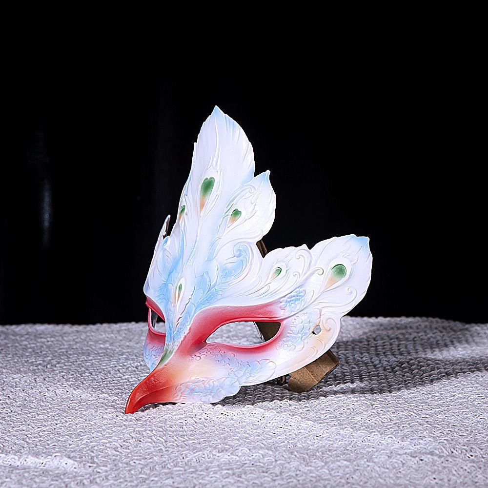 Chinese Style 3D Peacock Feather Half Face Mask, Vintage Hanfu Photoshoot Party Masquerade Mask