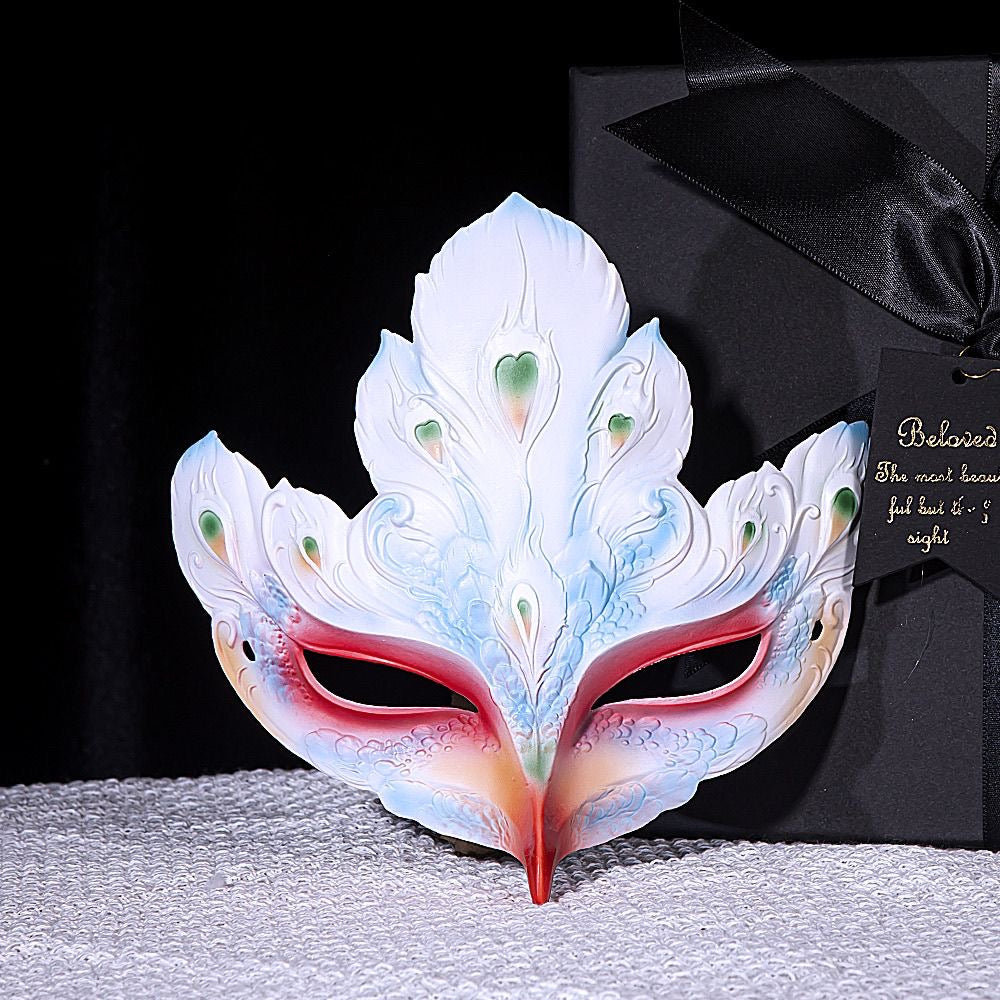 Chinese Style 3D Peacock Feather Half Face Mask, Vintage Hanfu Photoshoot Party Masquerade Mask