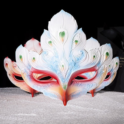 Chinese Style 3D Peacock Feather Half Face Mask, Vintage Hanfu Photoshoot Party Masquerade Mask