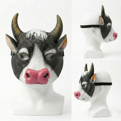 Realistic Cow PU Foam Mask, Cartoon Animal Ox Head Mask Halloween Party Cosplay Costume Prop