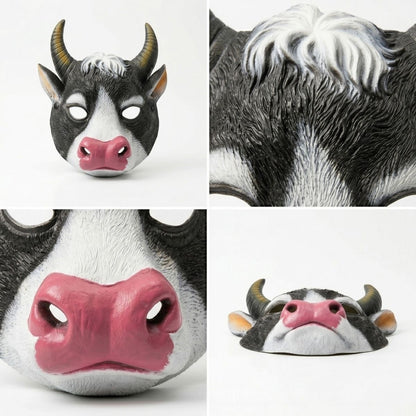 Realistic Cow PU Foam Mask, Cartoon Animal Ox Head Mask Halloween Party Cosplay Costume Prop