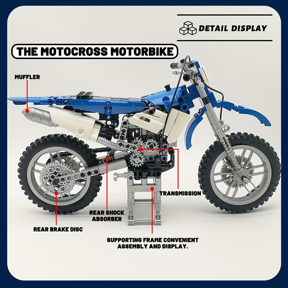 Technical 1:6 Motorcycle Building Blocks, The Motocross Motorbike Model Bricks, High-Tech Classic Collection, Educational Toys, Gifts