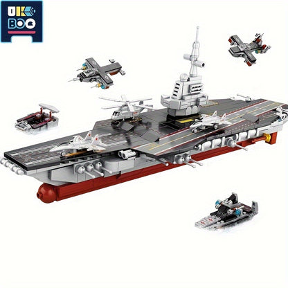 546pcs Military Series 8 In 1 Aircraft Carrier Educational Puzzle Small Building Blocks DIY Assembling Toys