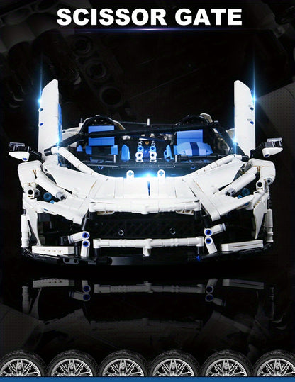 (3712PCS) White Racing Car plastic building blocks