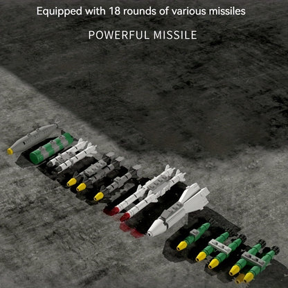 1387pcs Simulative Military F-18 Hornet Raptor Fighter Aircraft Building Blocks with Missile Model - Perfect Assembly Gift