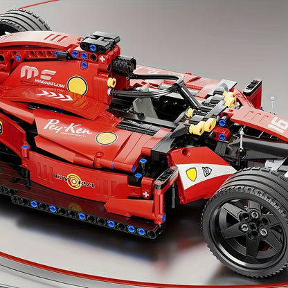 1200+pcs Red Equation Supercar Building Blocks Ornament, High Difficult Inserted Toy, Birthday Gift, New Year Gift Easter Gift