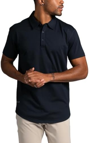HOTBYLT Men's Drop-Cut Polo – Collared Casual Shirt for Men – Soft Polyester, Cotton, and Spandex Blend – Wrinkle Resistant