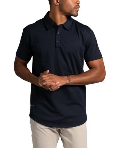 HOTBYLT Men's Drop-Cut Polo – Collared Casual Shirt for Men – Soft Polyester, Cotton, and Spandex Blend – Wrinkle Resistant