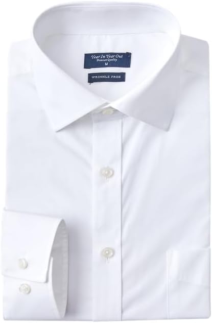 HOTYear In Year Out Wrinkle Free Dress Shirt for Men Regular Fit Long Sleeve Wrinkle Resistant Shirt