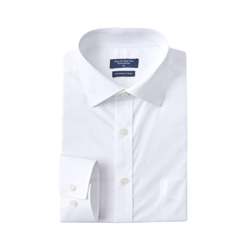 HOTYear In Year Out Wrinkle Free Dress Shirt for Men Regular Fit Long Sleeve Wrinkle Resistant Shirt