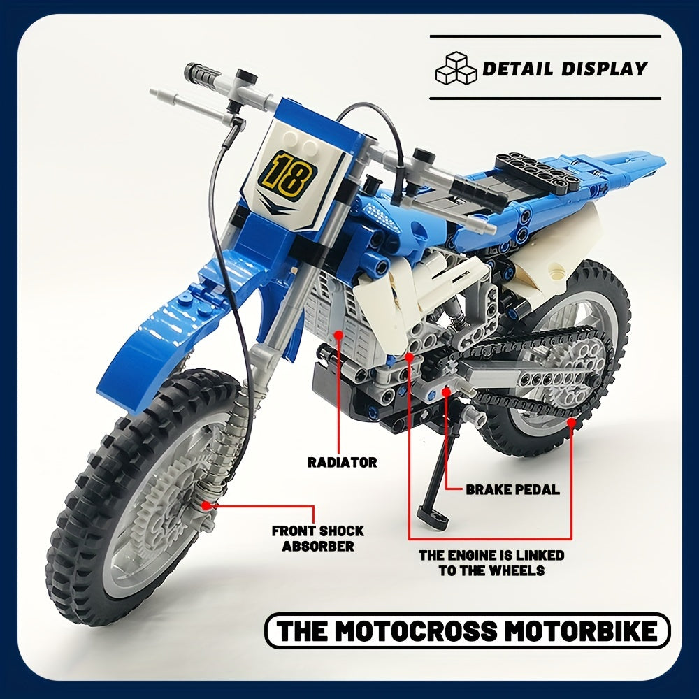 Technical 1:6 Motorcycle Building Blocks, The Motocross Motorbike Model Bricks, High-Tech Classic Collection, Educational Toys, Gifts