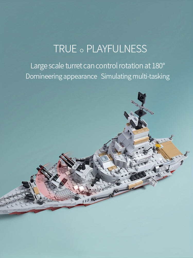 884pcs Army Marine Cruiser Warship Building Blocks Aircraft Holiday Gifts Thanksgiving, Halloween, Christmas Weapons Boat Building Blocks Ur