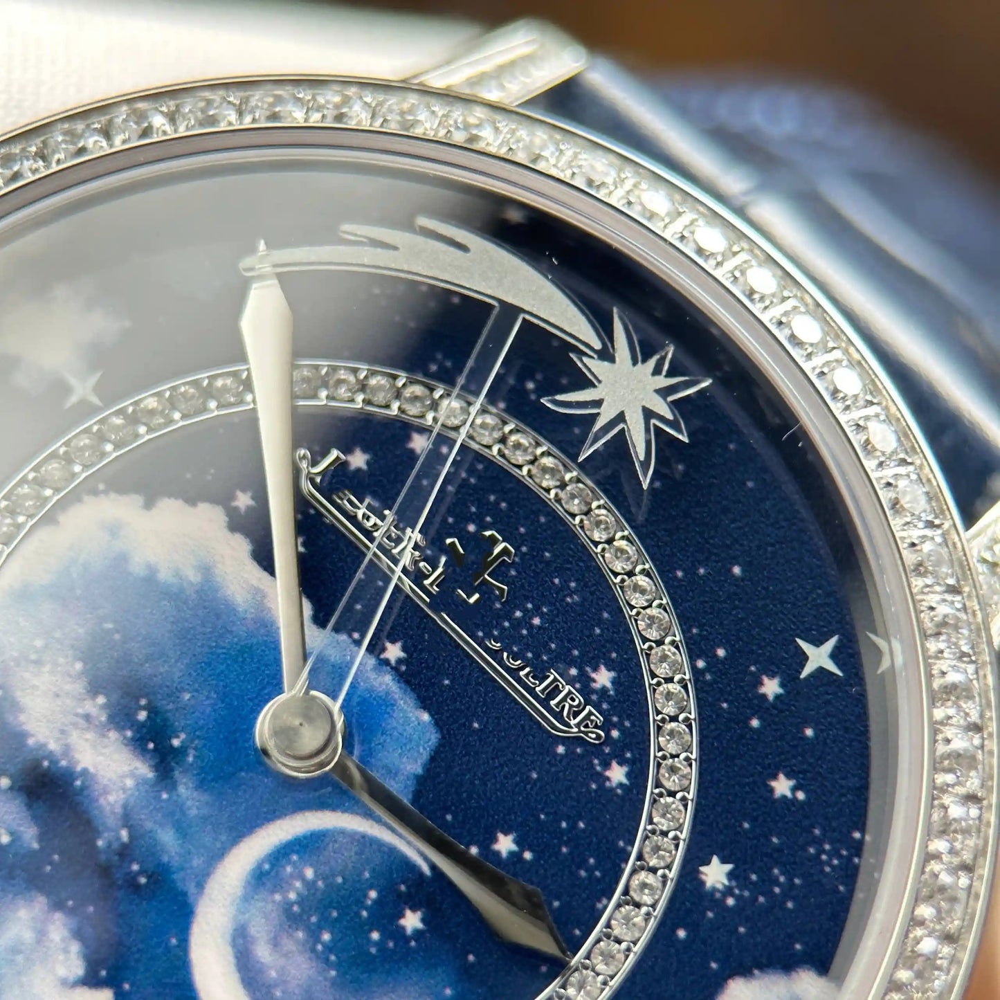Starry Sky Moon Phase Automatic Watch with Diamond Bezel