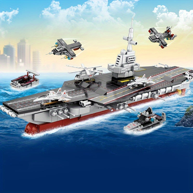 546pcs Military Series 8 In 1 Aircraft Carrier Educational Puzzle Small Building Blocks DIY Assembling Toys