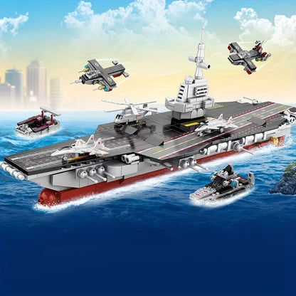 546pcs Military Series 8 In 1 Aircraft Carrier Educational Puzzle Small Building Blocks DIY Assembling Toys