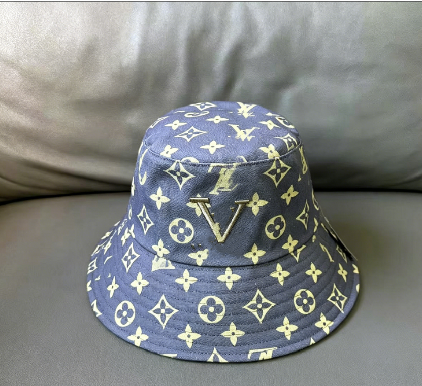 【#A612】Vintage All Over Floral Jacquard Bucket Hat, Embroidered Logo Wide Brim Outdoor Sun Hat