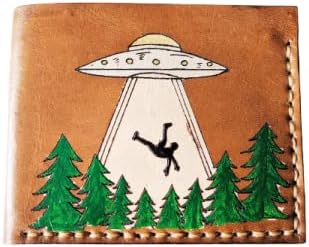 HOTUFO abduction wallet, Men's 3D Genuine Leather Wallet, Handmade wallet, Carved wallet, Tooled wallet, Airbrush Art, Biker wallet, Custom wallet, Personalized wallet