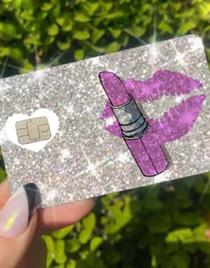 HOTExotixCard The Original Reflective Sticker Ultra Bling Debit - Credit Card Shiny Skin Removable Cover Especially Bright Back Information Card Cover Silver Heart ExotixLuv Luxury (Bow Pink Hot)