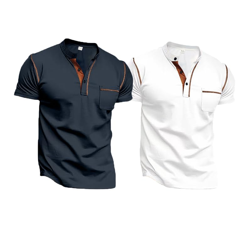 HOTMen's Henley Shirt Short Sleeve T-Shirt Casual Top Pullover Summer Lightweight Tee Shirts with Button