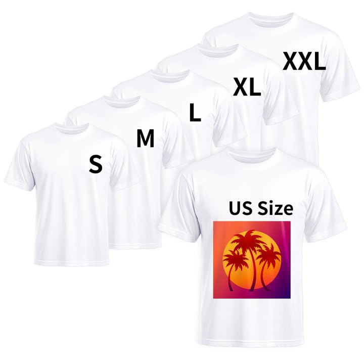 HOTJoyclub 5 PCS Unisex Sublimation Blanks Bulk Polyester T Shirts for Sublimation Crew Neck Short Sleeve Wholesale DIY Gifts
