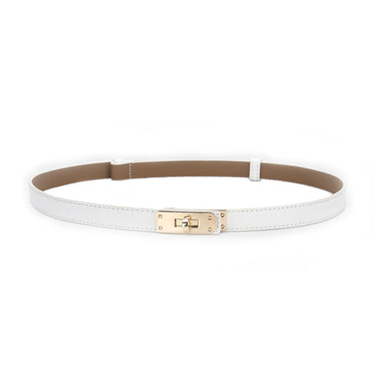 HOTFENLDY Adjustable Thin Belts For Womens Skinny Belts For Dresses Womens Solid Color Alloy Turn Lock Belts For Jeans