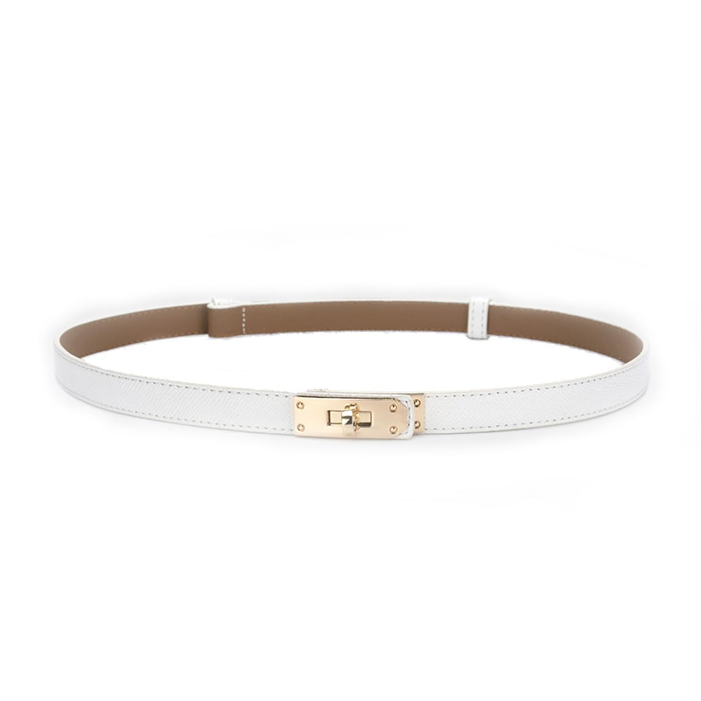 HOTFENLDY Adjustable Thin Belts For Womens Skinny Belts For Dresses Womens Solid Color Alloy Turn Lock Belts For Jeans