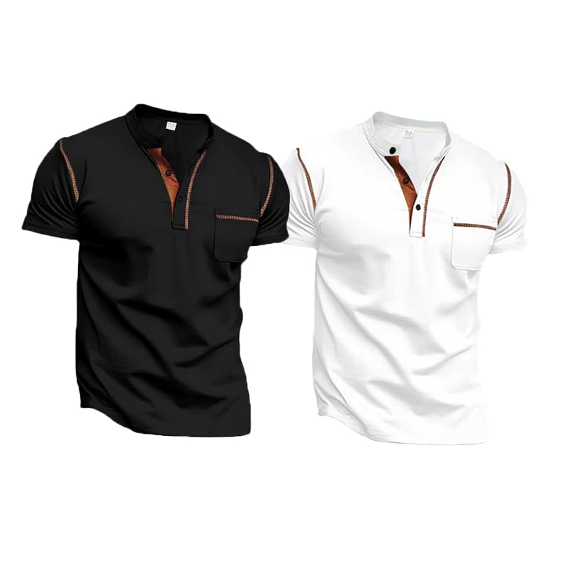 HOTMen's Henley Shirt Short Sleeve T-Shirt Casual Top Pullover Summer Lightweight Tee Shirts with Button