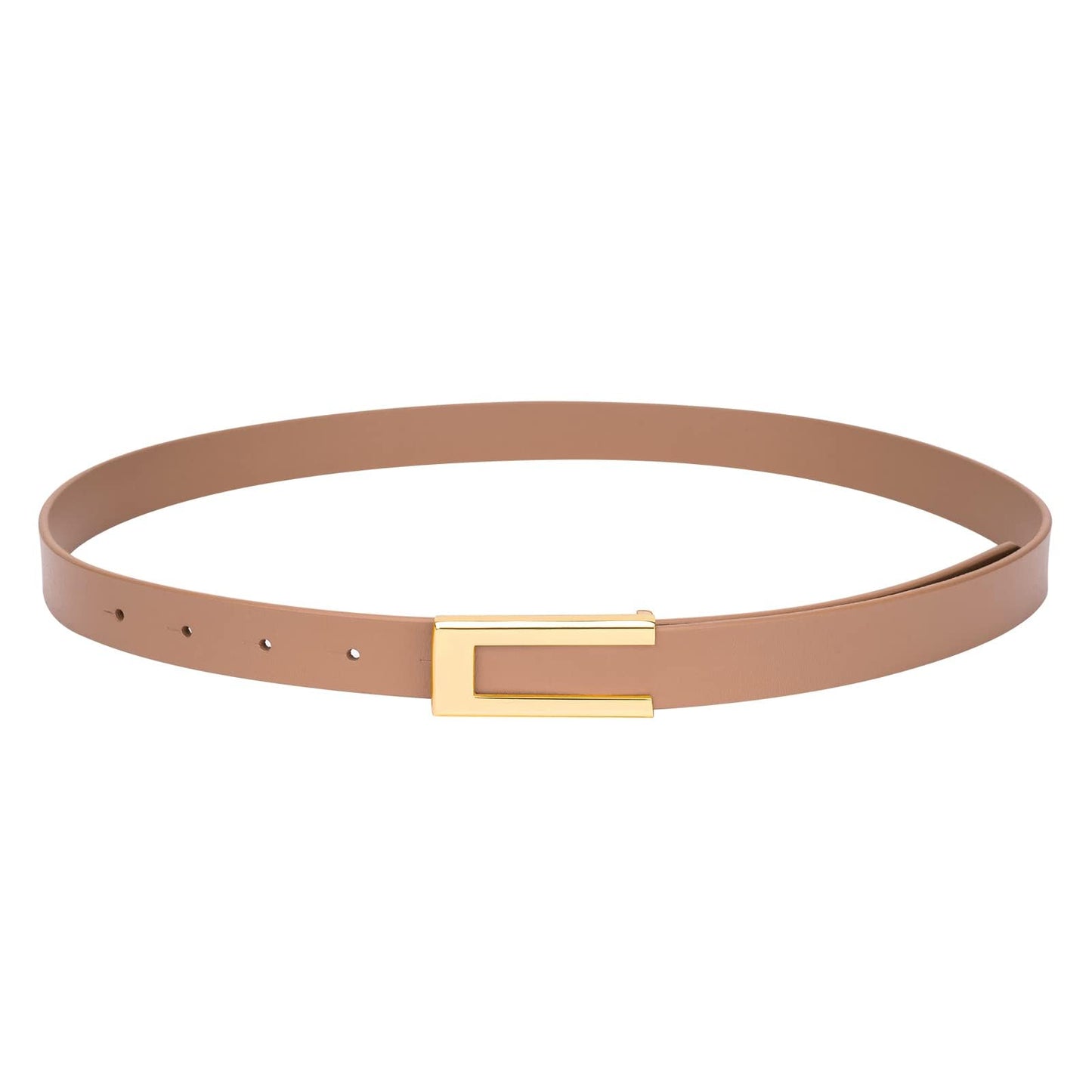 HOTYooAi Womens Leather Belt Skinny Waist Belt for Dresses Jeans Pants with Gold Buckle