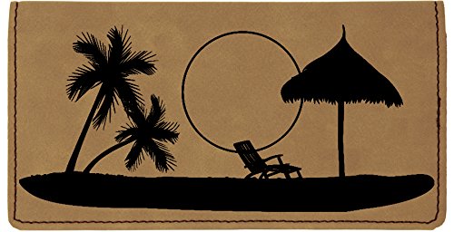 HOTParadise Beach Laser Engraved Leatherette Checkbook Cover