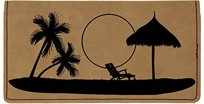 HOTParadise Beach Laser Engraved Leatherette Checkbook Cover