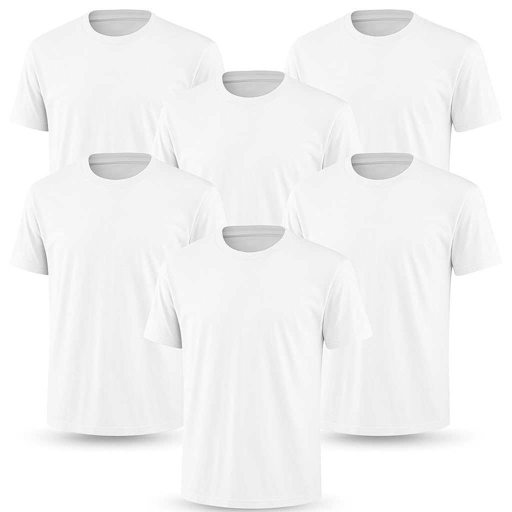 HOT6-Pack Bulk Men’s T-Shirts – Soft Pre-Shrunk Premium Cotton, Short Sleeves, Reinforced Collar, Crew Neck, Casual Fit