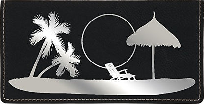 HOTParadise Beach Laser Engraved Leatherette Checkbook Cover