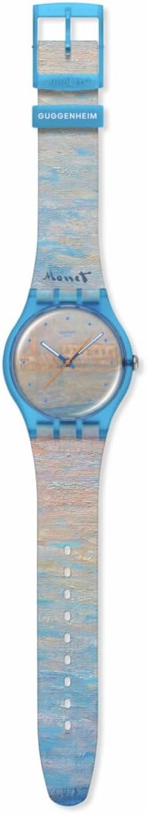 HOTSwatch New Gent Unisex Casual Watch Bio-sourced Blue Quartz Water Resistant Monet's Palazzo DUCALE