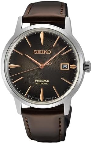 HOTSEIKO Presage Cocktail Time Automatic Watch for Men | Patterned & Gradated Dial, Golden Numerals and Date Calendar, 50m Water-Resistant, 41-Hour Power Reserve