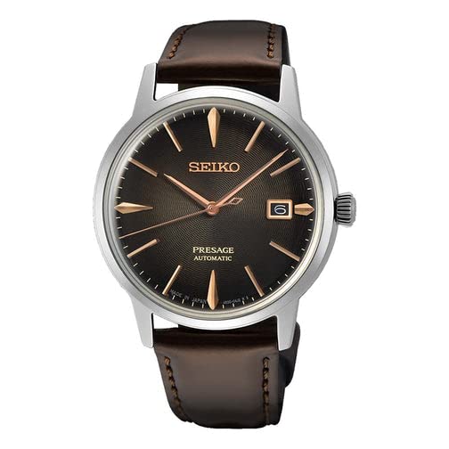 HOTSEIKO Presage Cocktail Time Automatic Watch for Men | Patterned & Gradated Dial, Golden Numerals and Date Calendar, 50m Water-Resistant, 41-Hour Power Reserve