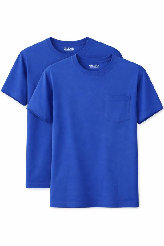 HOTGildan Unisex Adult DryBlend Workwear T-Shirts with Pocket, 2-Pack