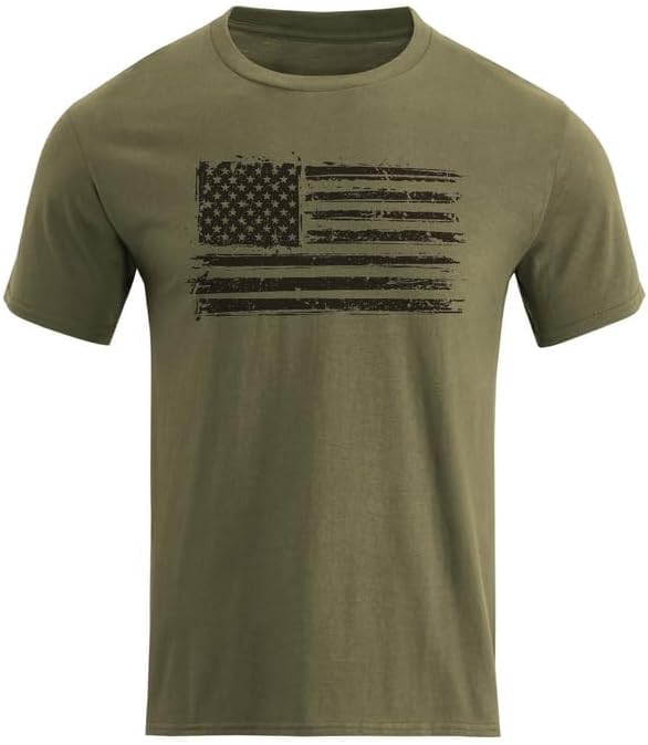 HOTH HYFOL Men's Graphic T-Shirts USA Flag Cotton Short Sleeve American Patriotic Crewneck Casual Regular Tee Shirts