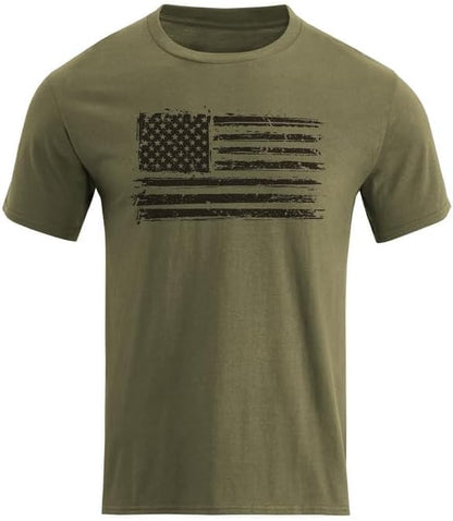 HOTH HYFOL Men's Graphic T-Shirts USA Flag Cotton Short Sleeve American Patriotic Crewneck Casual Regular Tee Shirts