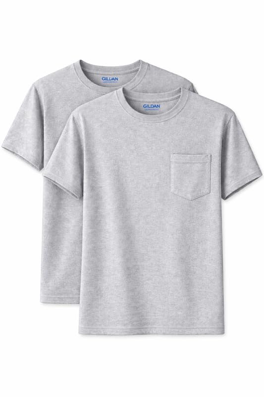 HOTGildan Unisex Adult DryBlend Workwear T-Shirts with Pocket, 2-Pack