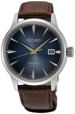 HOTSEIKO Presage Cocktail Time Automatic Watch for Men | Patterned & Gradated Dial, Golden Numerals and Date Calendar, 50m Water-Resistant, 41-Hour Power Reserve