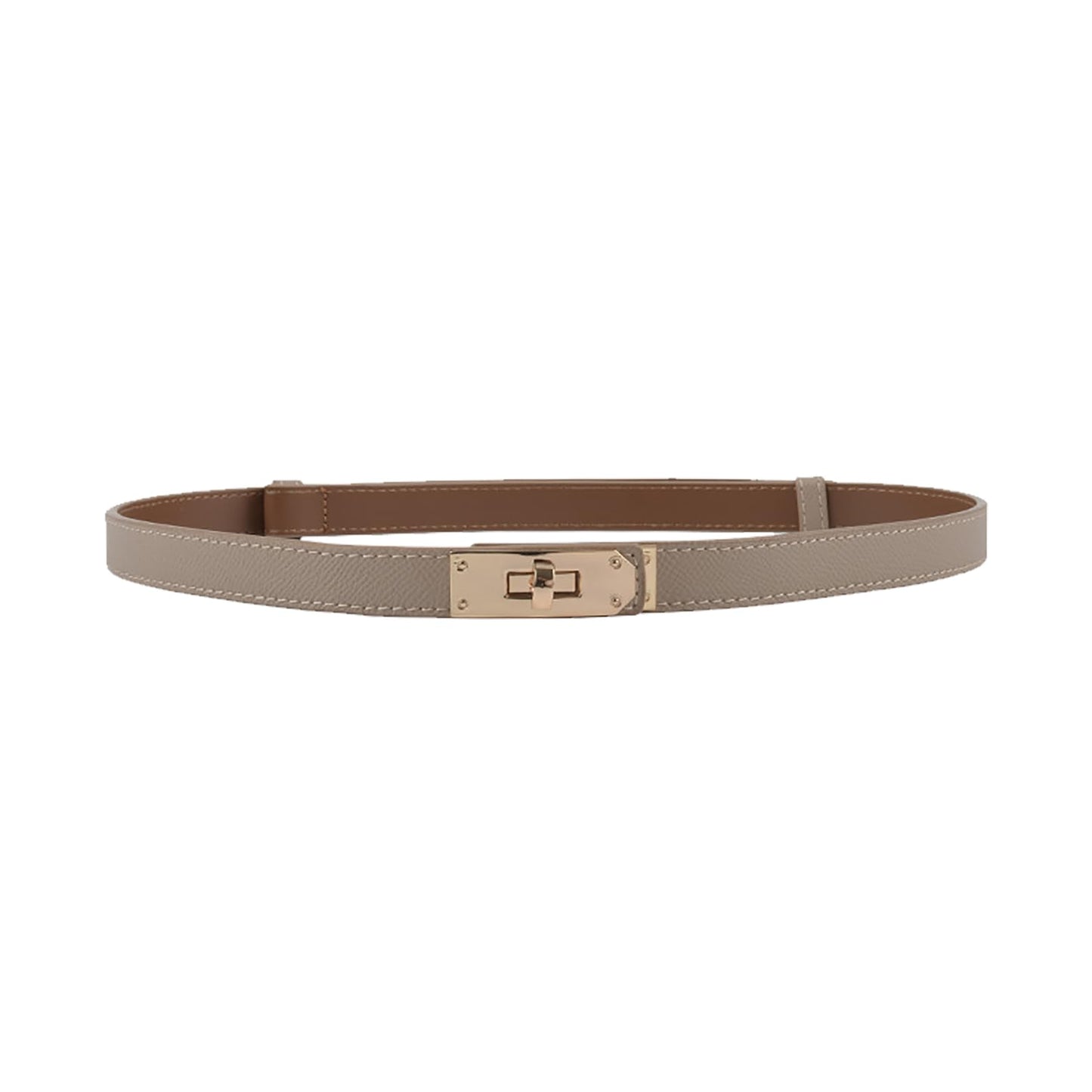 HOTANHAISHUILV Women's Skinny Leather Belt with Adjustable Golden Turn-Lock Buckle - Ideal for Dresses, Jeans, and Coats