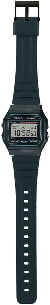 HOTCasio F-91W-3DG - Black Watch, Black/White, Strap