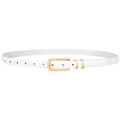 HOTVONMELLI Women Skinny Leather Belt Thin Waist Belt for Women Jeans Dress Fashion Ladies Belt with Gold Buckle