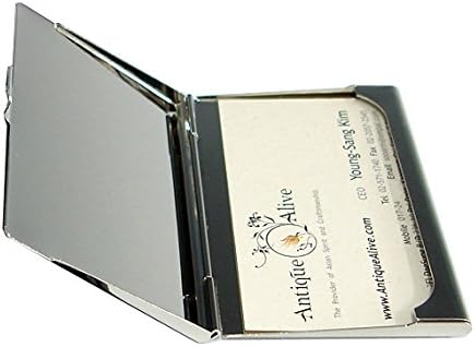 HOTRFID Blocking Mother of Pearl Business Card Holder – Slim Stainless Steel Name Card Wallet for Men and Women with Gift Box (Pathwork Multicolor)