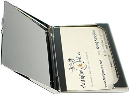 HOTRFID Blocking Mother of Pearl Business Card Holder – Slim Stainless Steel Name Card Wallet for Men and Women with Gift Box (Pathwork Multicolor)