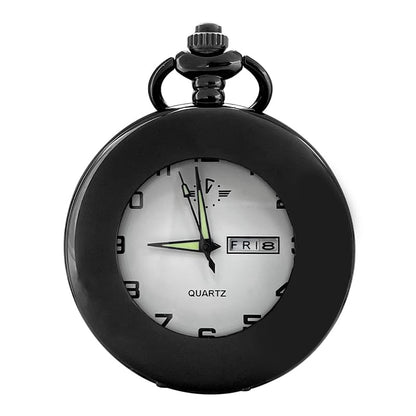 HOTBOSHIYA Smooth Quartz Pocket Watches for Men Classic Arabic Digital Luminous Dial & Day Date Pocket Watch with Chain Christmas Graduation Birthday Gifts