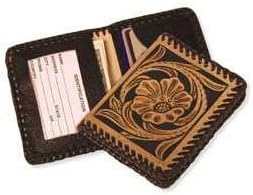 HOTTandy Leather DIY ID Wallet Kit for Custom Leather Wallet Styling - Pre Cut and Pre Punched Bifold Card Holder with ID Window - Brown 3.25 x 4 Inch Wallet