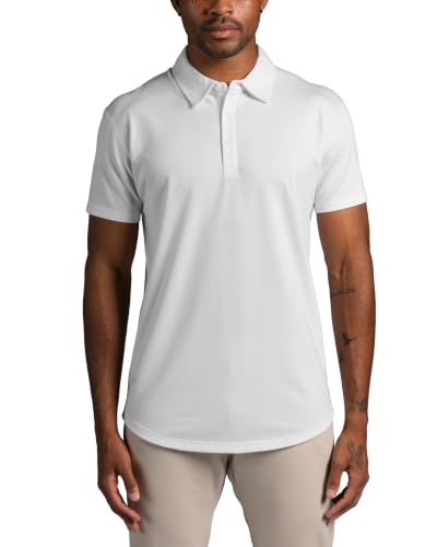 HOTBYLT Men's Drop-Cut Polo – Collared Casual Shirt for Men – Soft Polyester, Cotton, and Spandex Blend – Wrinkle Resistant