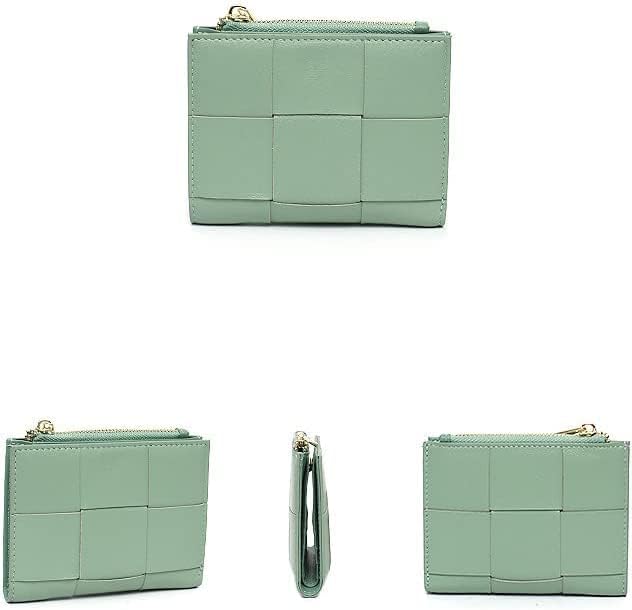 HOTSpacious & Functional Bifold Short Coin Purse Woven Functional Fashion Women Genuine Leather Wallet Female Chic Small Multi Money Billfold Clutch Purse